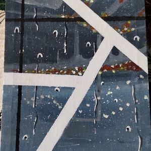 Modern Geometric Blue and White Canvas Art